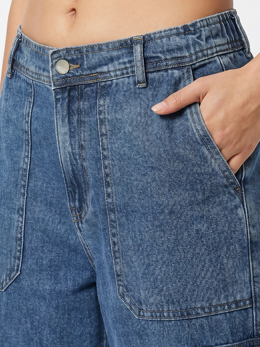 Women Blue Mid-Rise Cargo - Image 5
