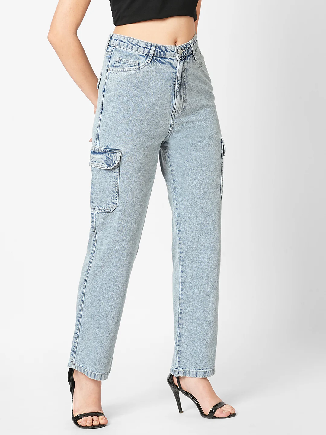 Women Blue Mid-Rise Cargo - Image 3