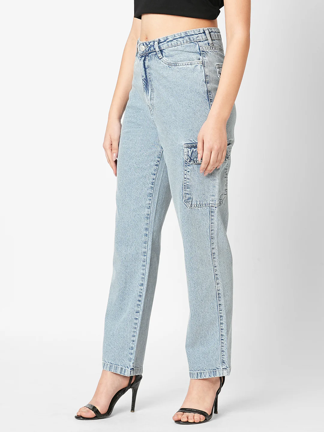 Women Blue Mid-Rise Cargo - Image 6