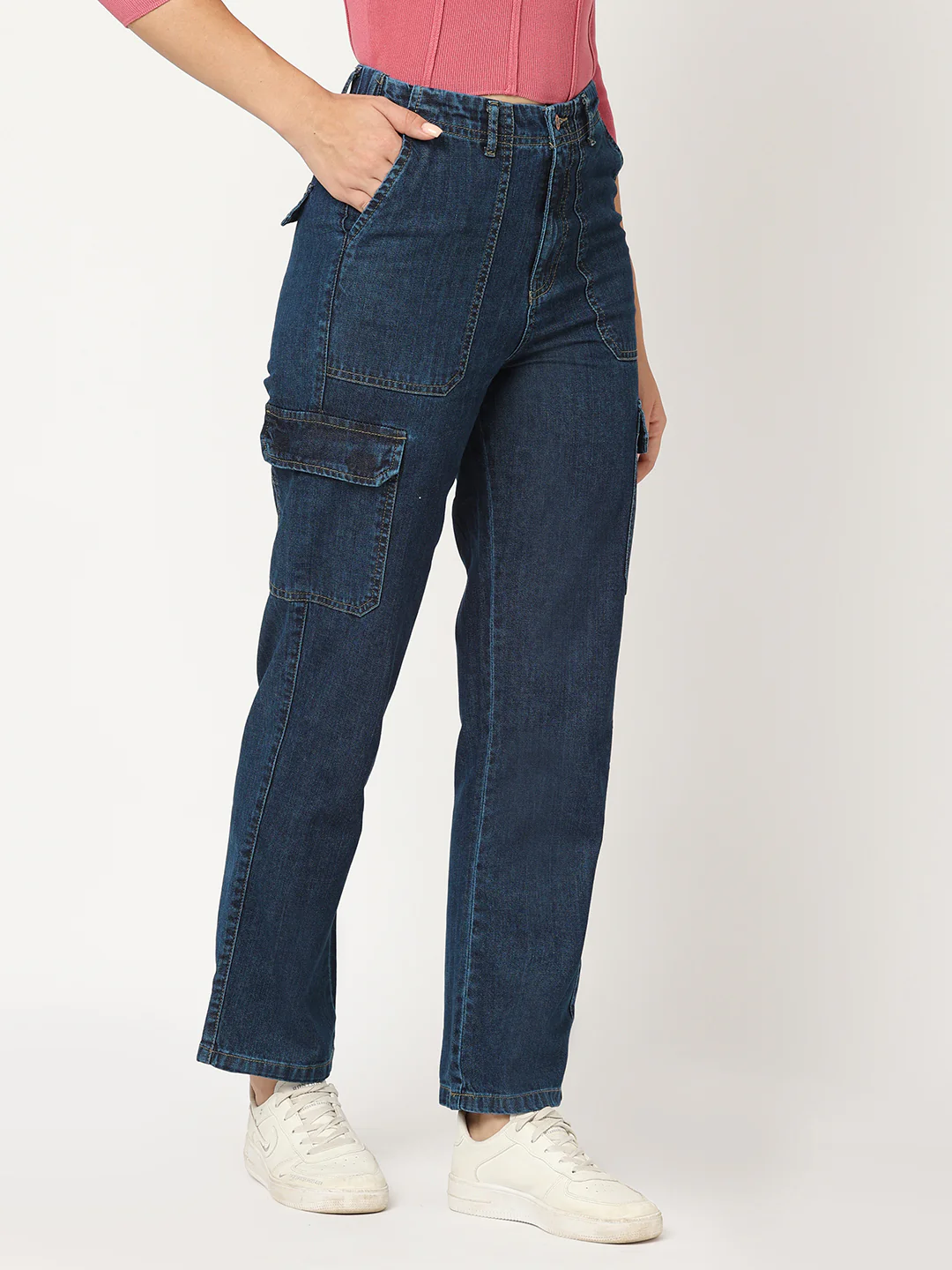 Women Blue Mid-Rise Cargo - Image 6