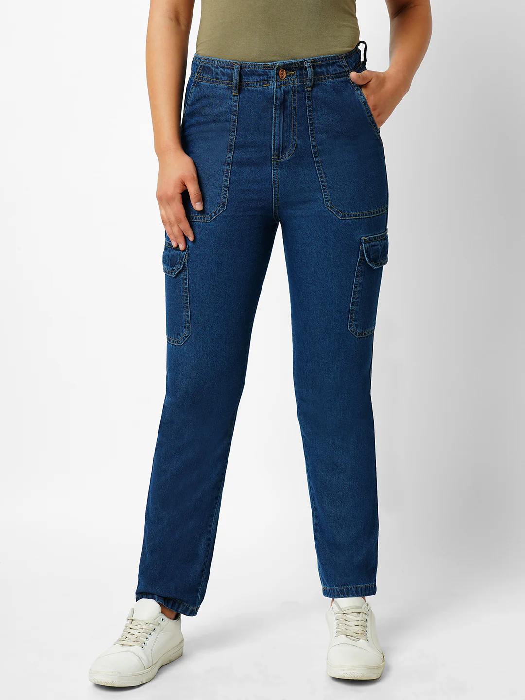 Women Blue Mid-Rise Cargo - Image 2