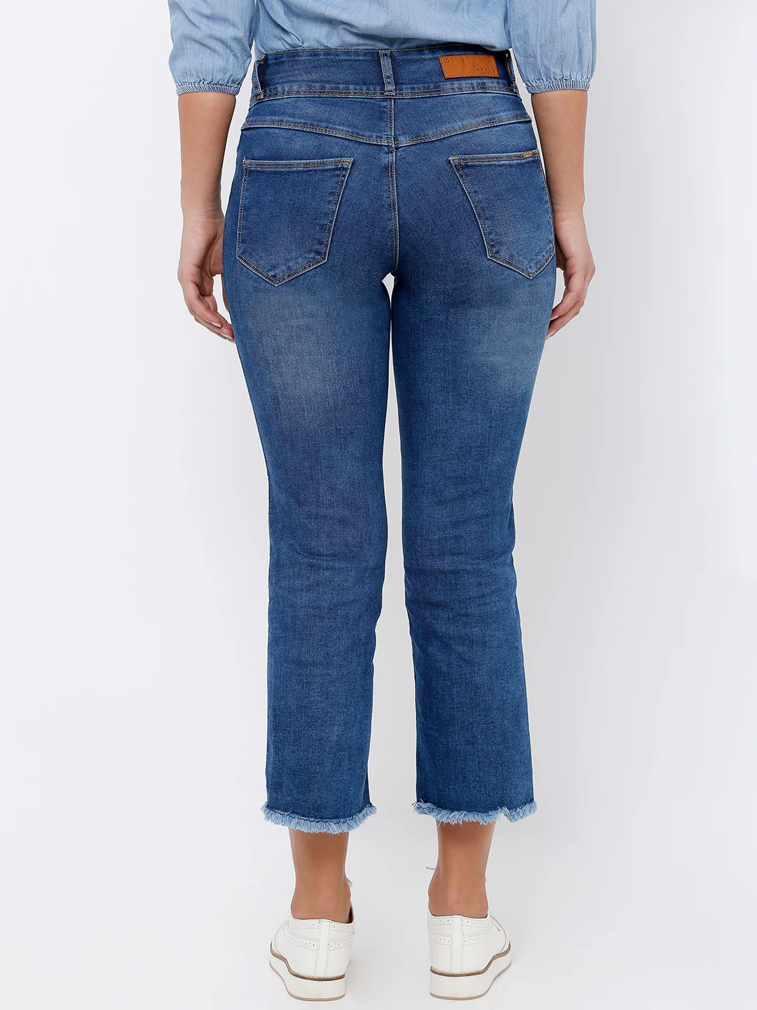 Women Blue Mid-Rise Crop Flare Jeans - Image 3