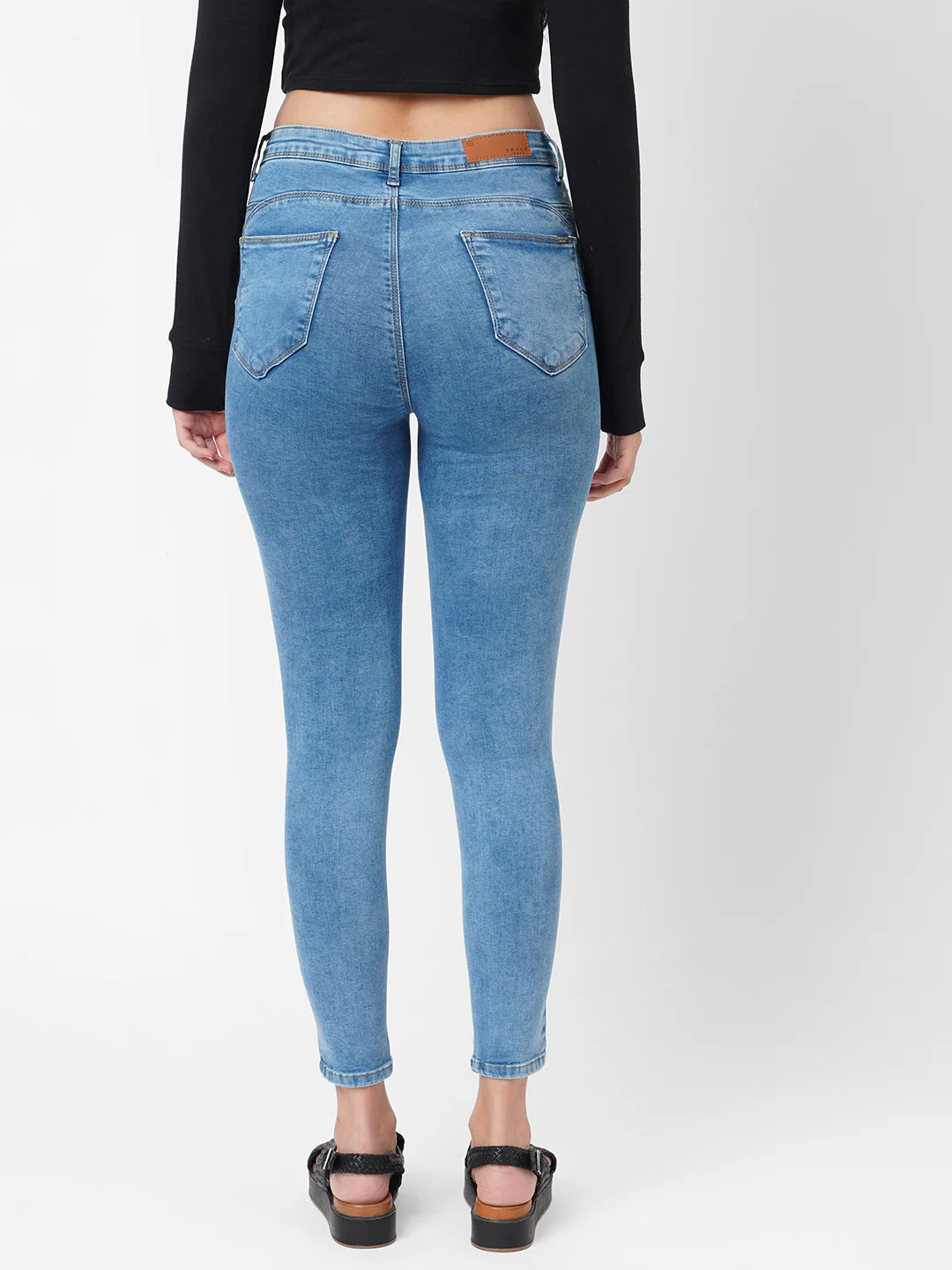 Women Blue Mid-Rise Push Up Super Skinny Jeans - Image 3