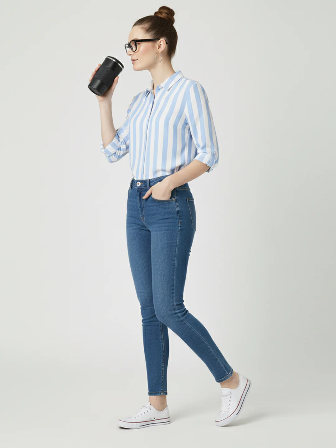 Women Blue Mid-Rise Push Up Super Skinny Jeans