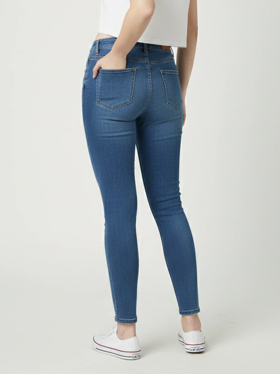 Women Blue Mid-Rise Push Up Super Skinny Jeans - Image 3