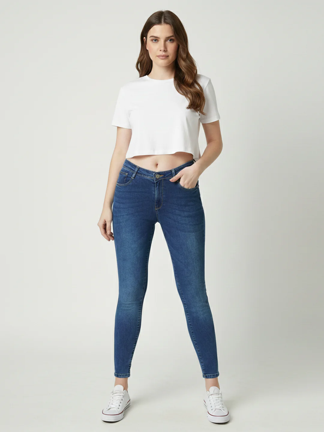 Women Blue Mid-Rise Push Up Super Skinny Jeans - Image 5