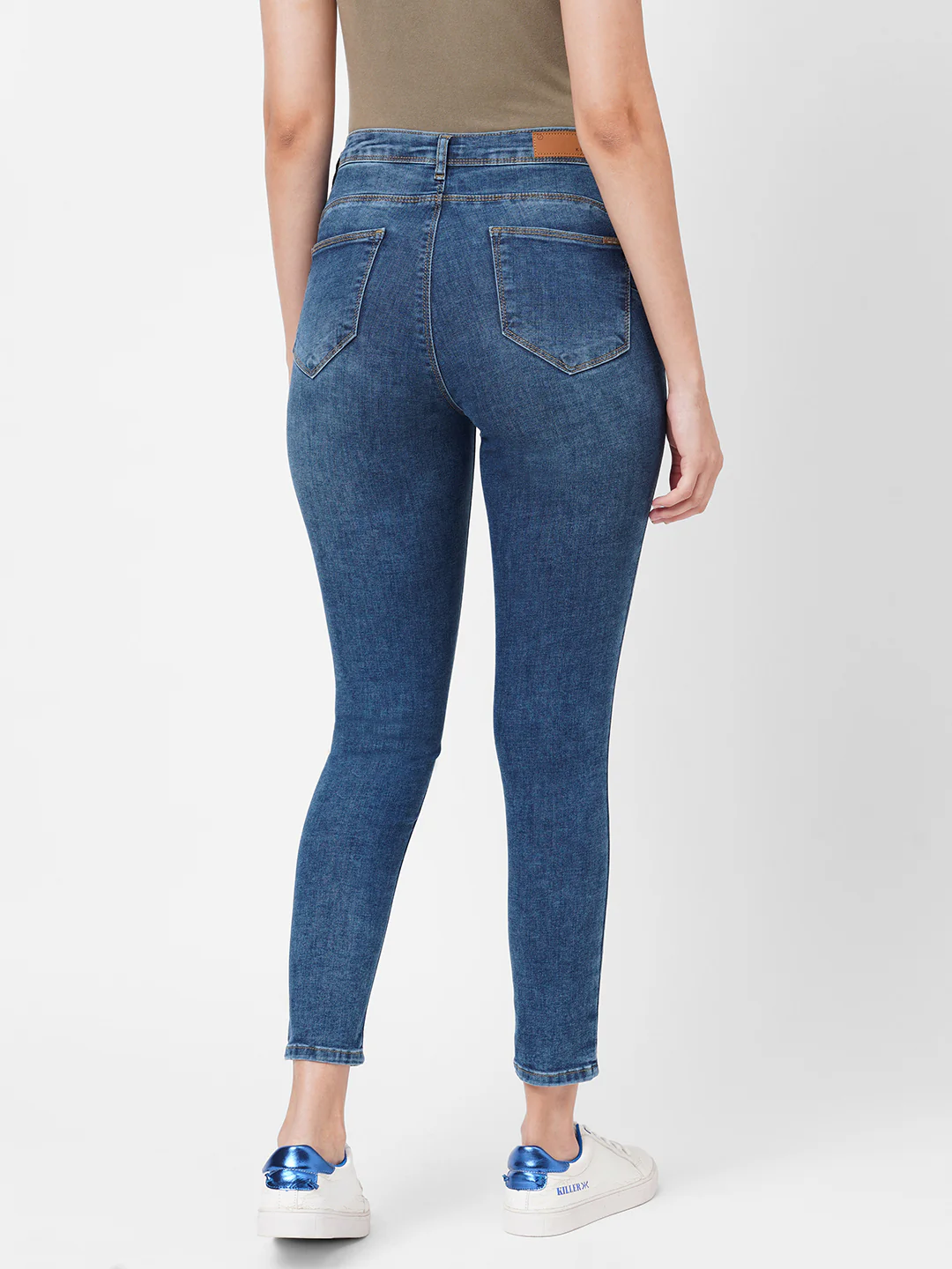 Women Blue Mid-Rise Push Up Super Skinny Jeans - Image 3