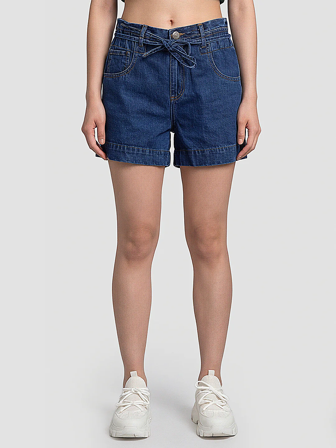 Women Blue Mid-Rise Shorts - Image 2