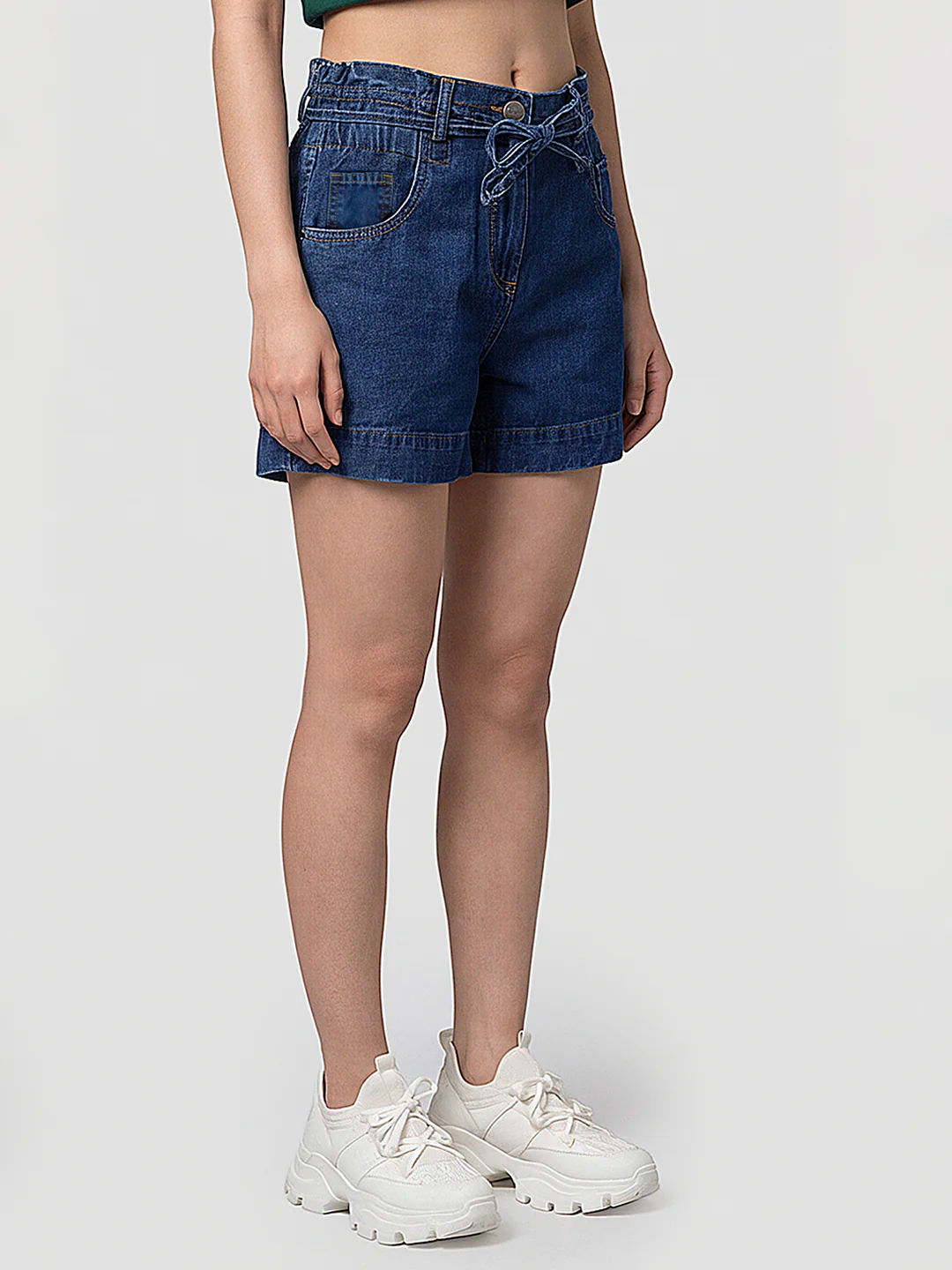 Women Blue Mid-Rise Shorts - Image 5