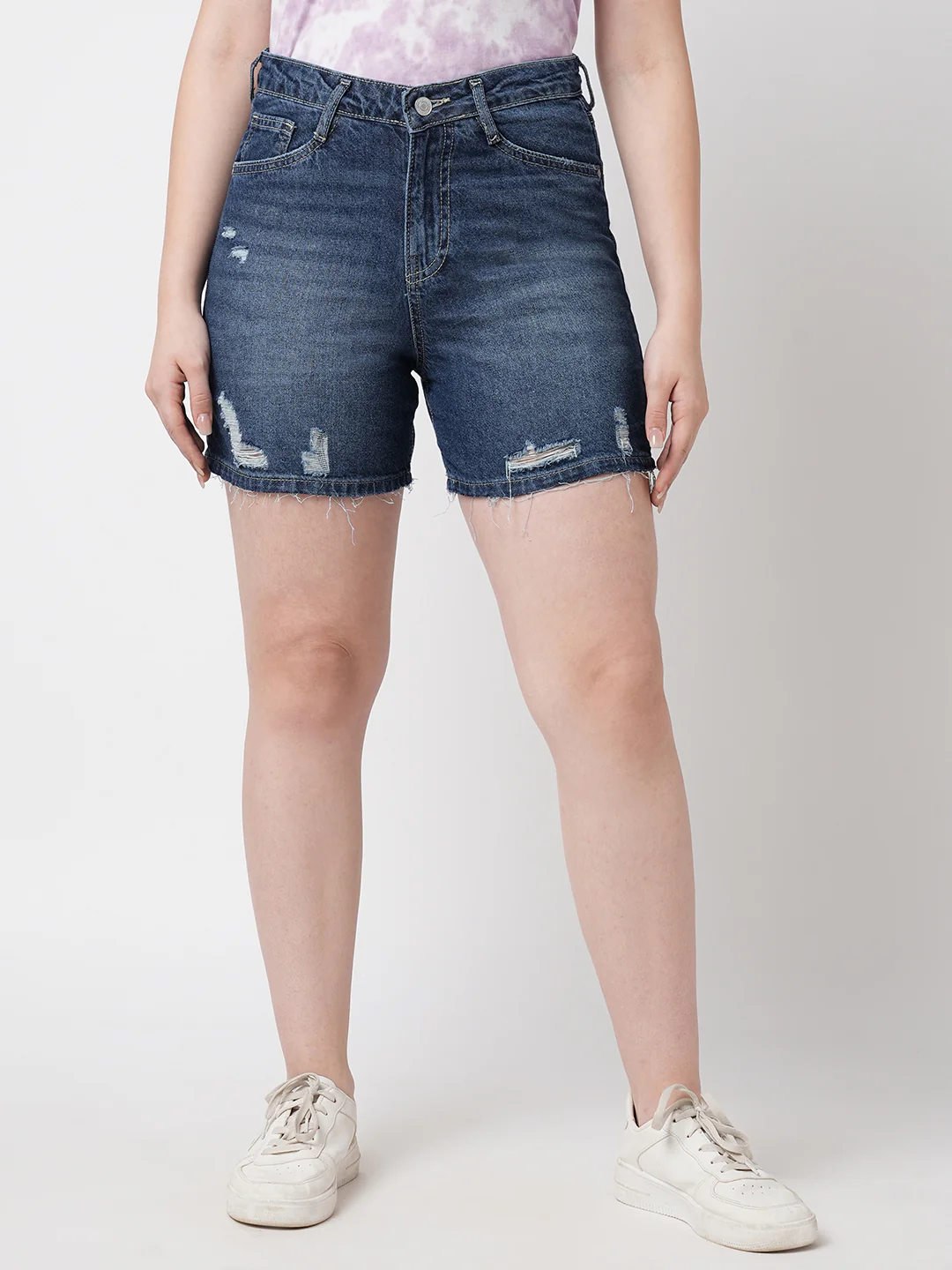 Women Blue Mid-Rise Shorts - Image 2