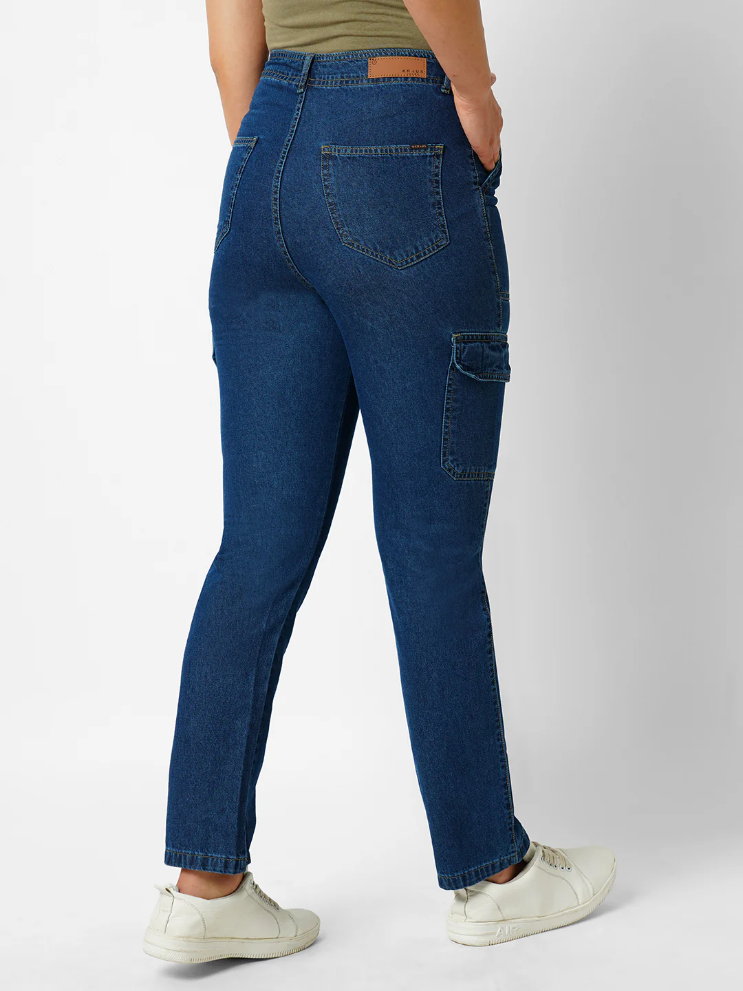 Women Blue Mid-Rise Skinny Cargo - Image 3
