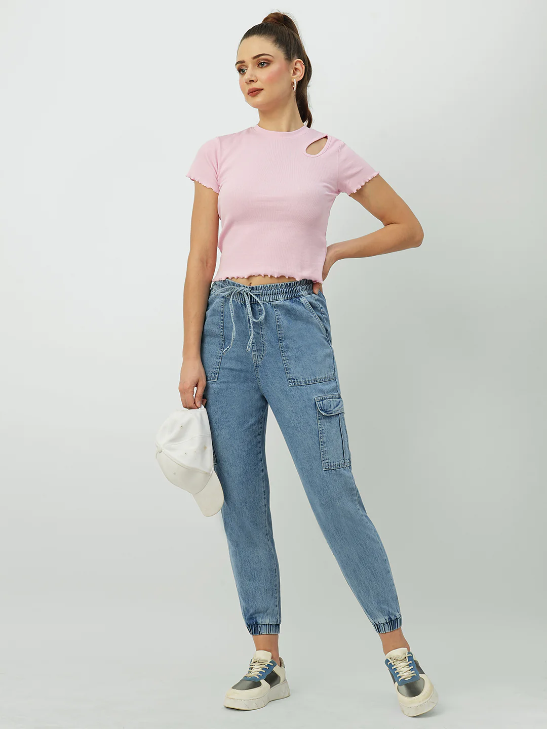 Women Blue Mid-Rise Skinny Cargo - Image 4