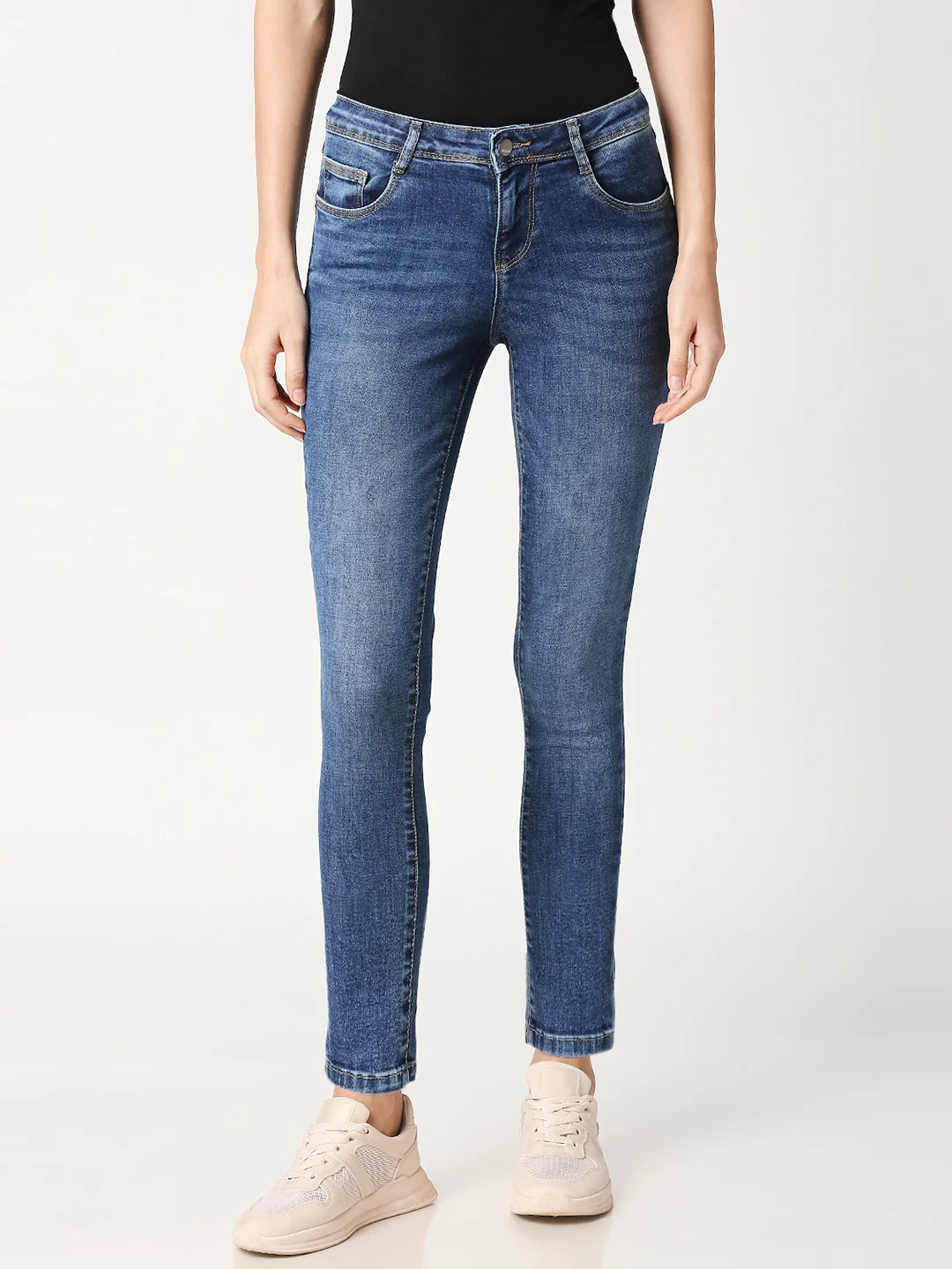 Women Blue Mid-Rise Skinny Crop Jeans - Image 2