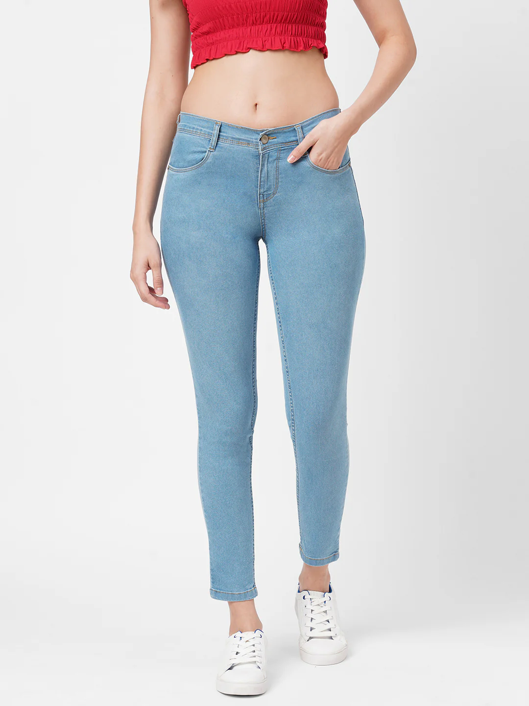Women Blue Mid-Rise Skinny Jeans - Image 2