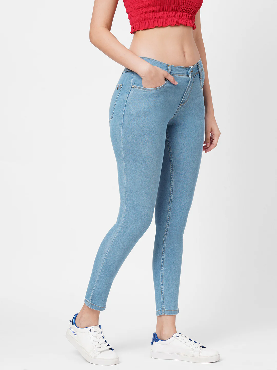 Women Blue Mid-Rise Skinny Jeans - Image 6