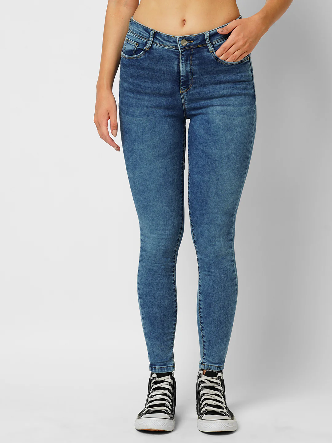 Women Blue Mid-Rise Skinny Jeans - Image 2