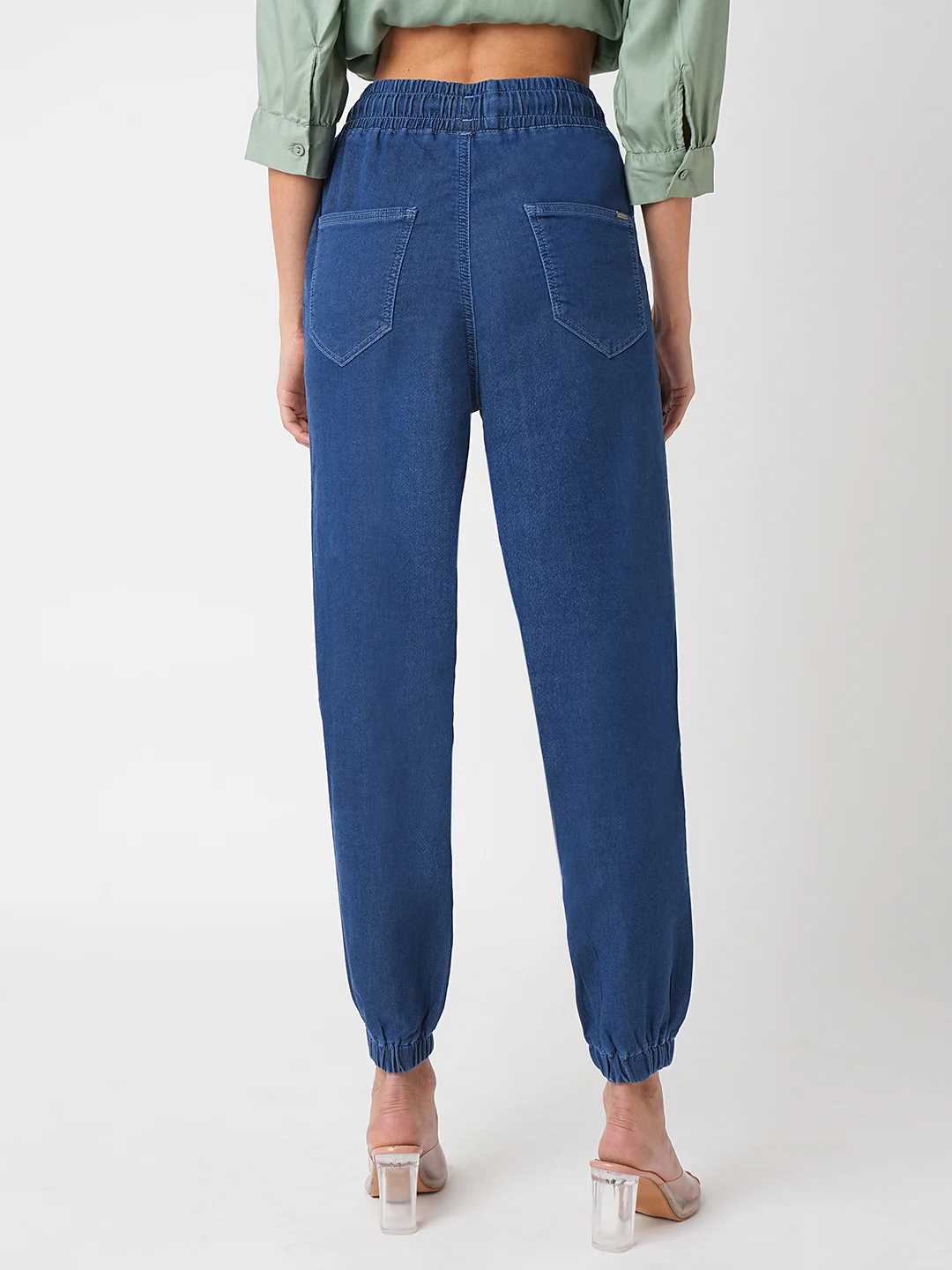 Women Blue Mid-Rise Skinny Joggers - Image 3