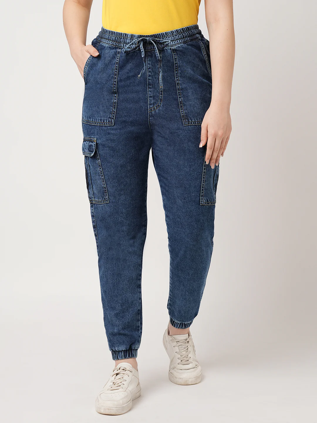 Women Blue Mid-Rise Skinny Joggers - Image 2