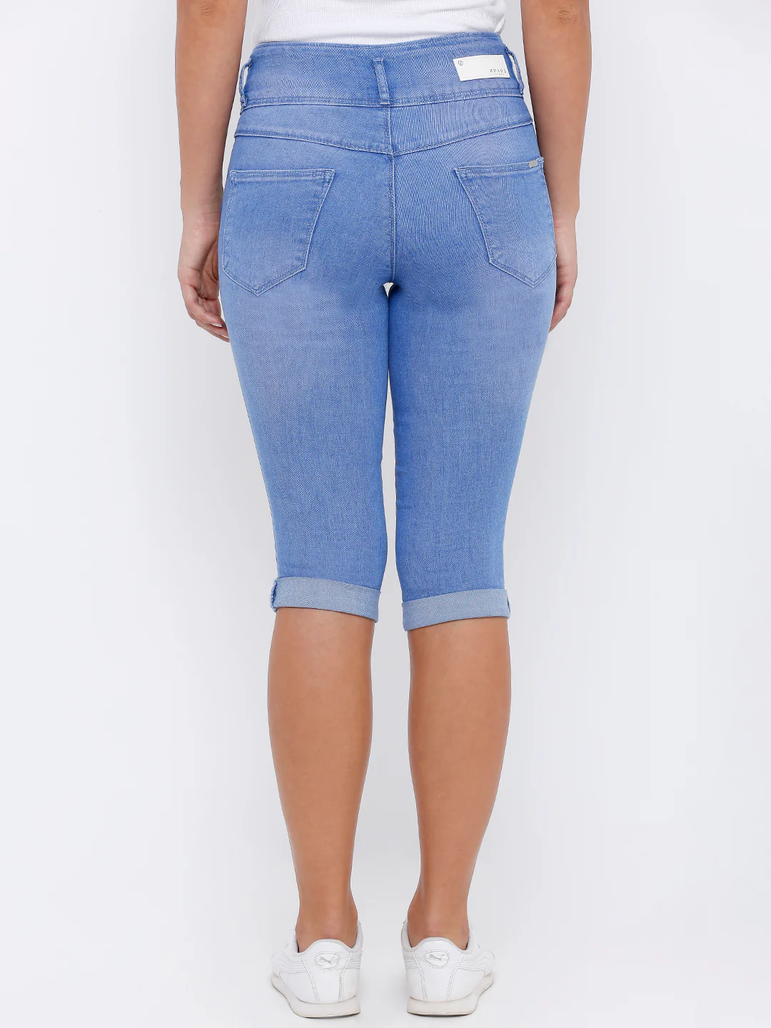 Women Blue Mid-Rise Slim Capri - Image 3