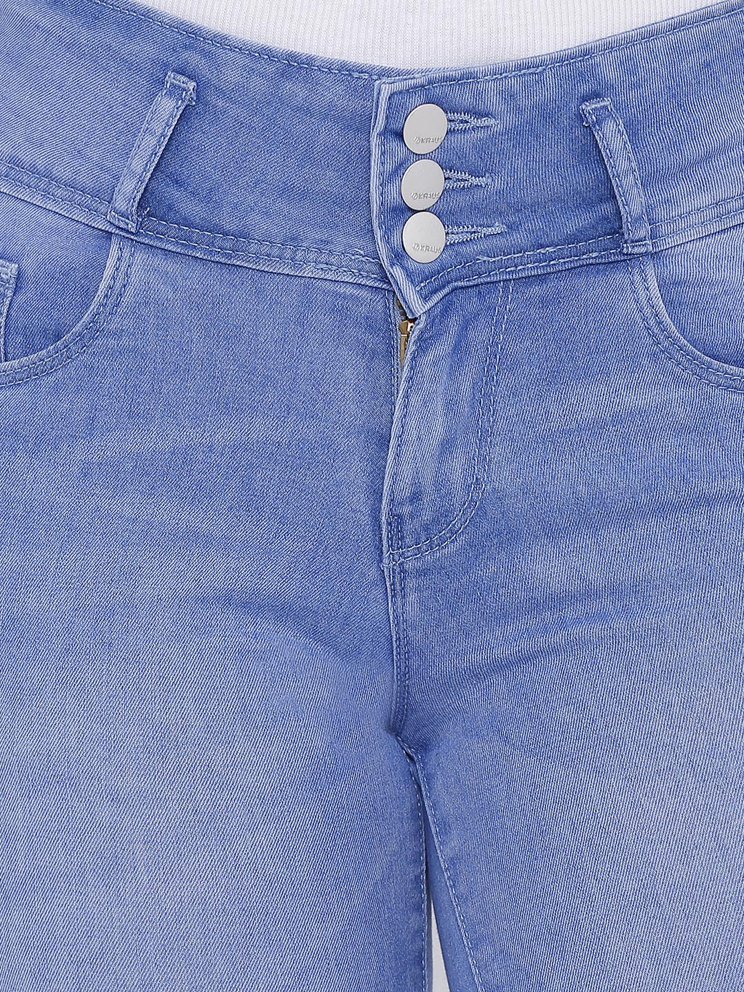 Women Blue Mid-Rise Slim Capri - Image 4