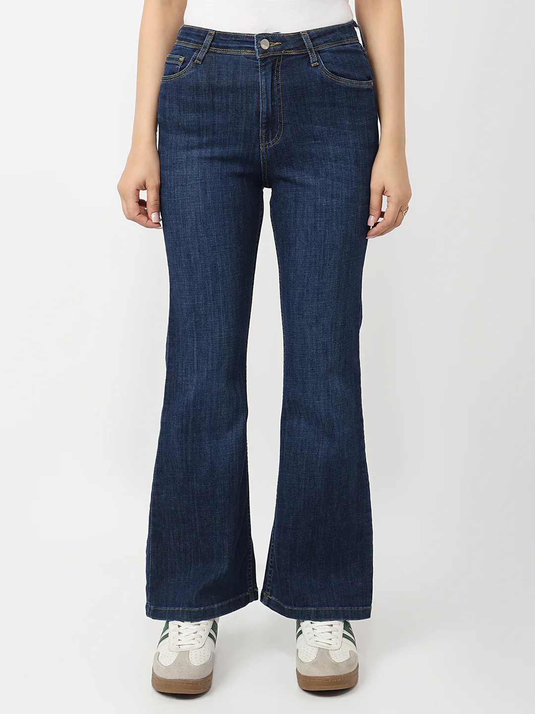 Women Blue Mini Flare Jeans - Image 2