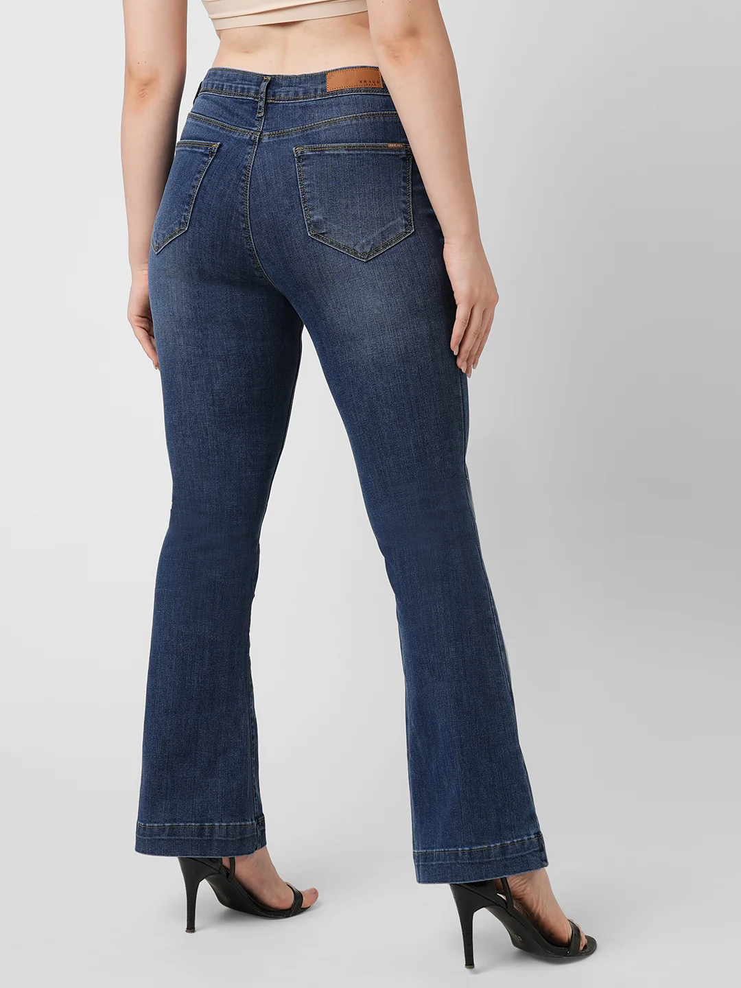 Women Blue Mini Flare Jeans - Image 3