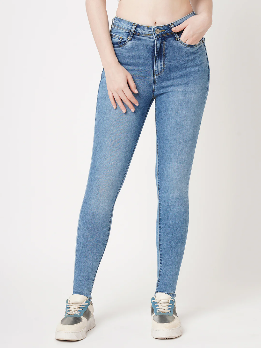 Women Blue Sky High Skinny Jeans - Image 2