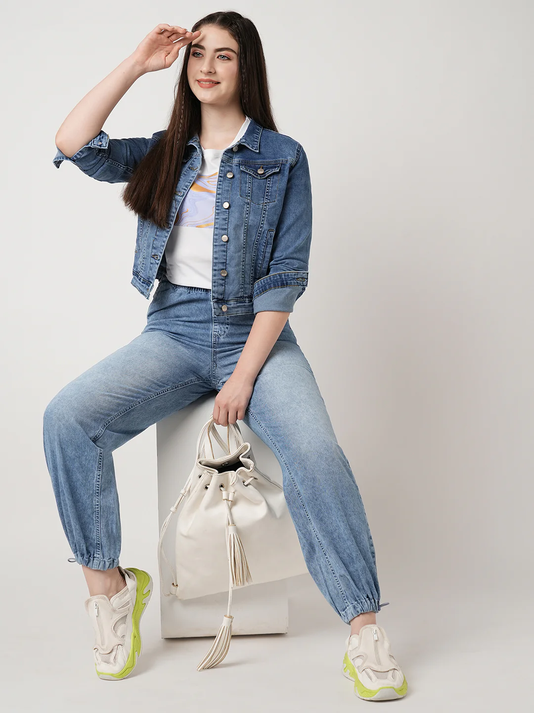 Women Blue Slim Fit Denim Jacket
