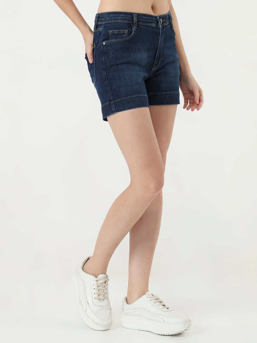 Women Blue Slim Fit Shorts - Image 5