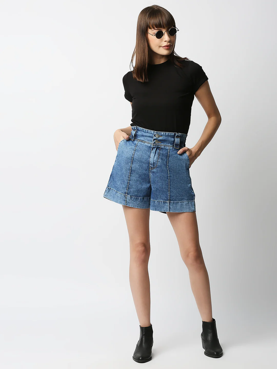 Women Blue Slim Fit Shorts - Image 2