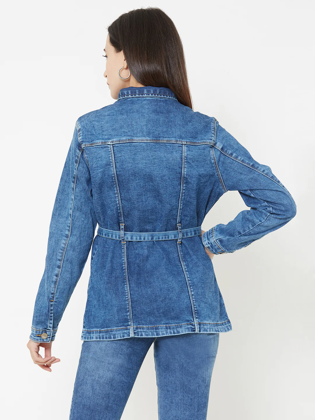Women Blue Slim Jackets - Image 3
