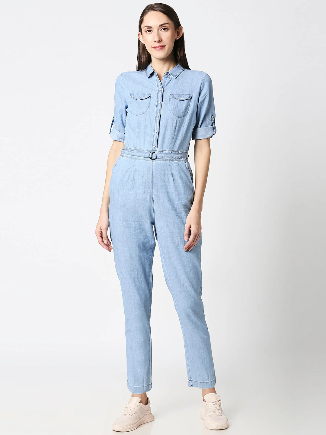 Women Blue Slim Jumpsuit - Image 2