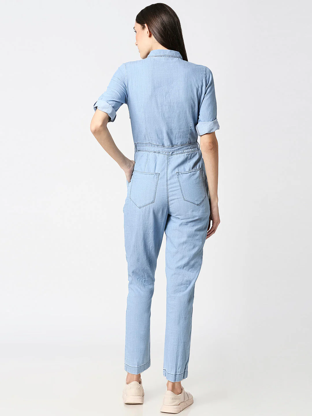 Women Blue Slim Jumpsuit - Image 3