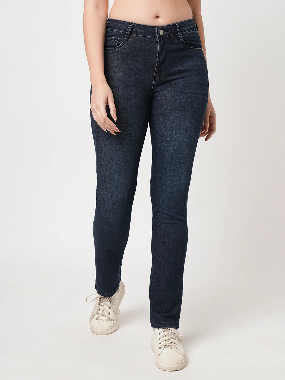 Women Blue Snug Straight Jeans - Image 2