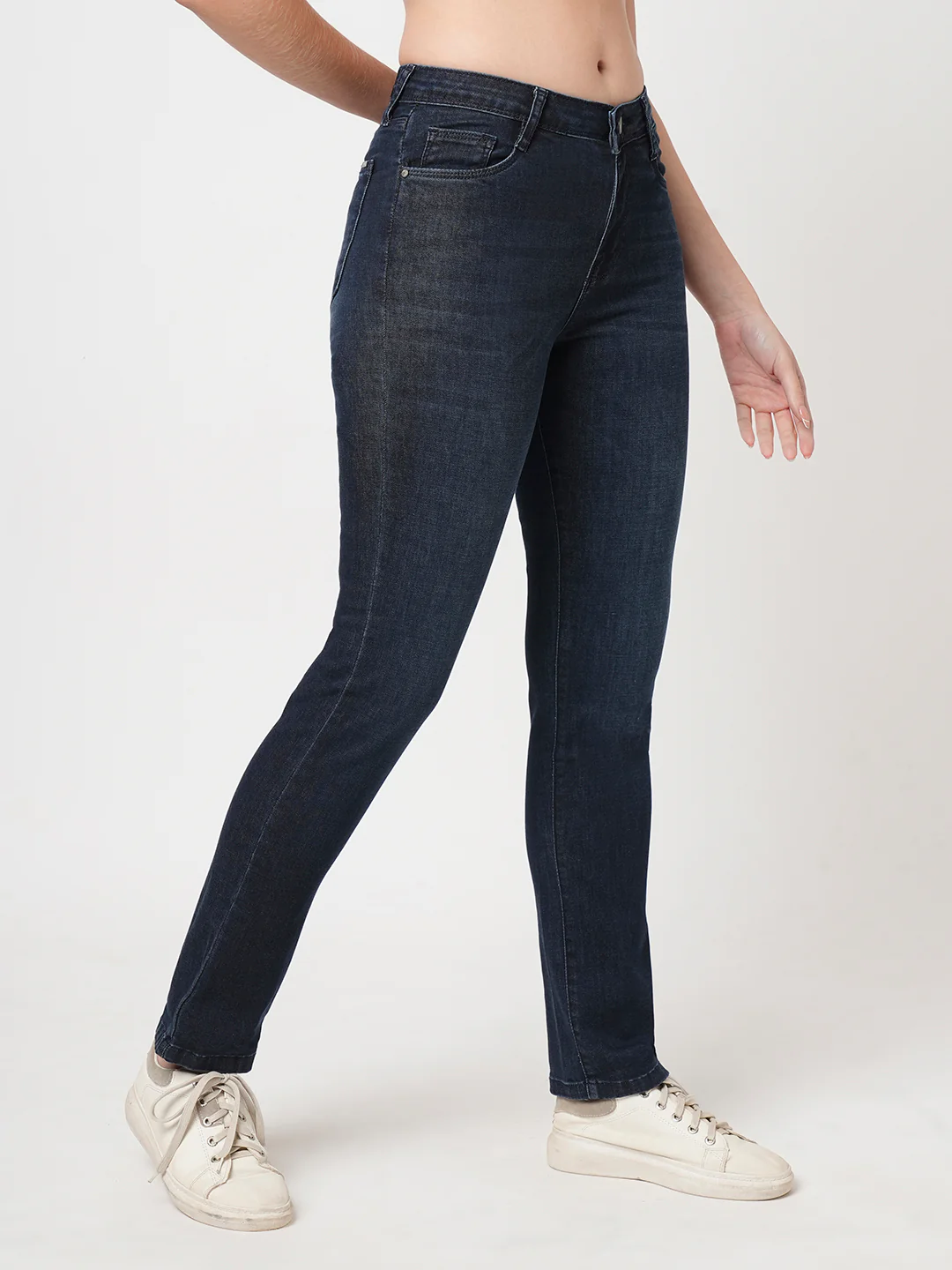 Women Blue Snug Straight Jeans - Image 5
