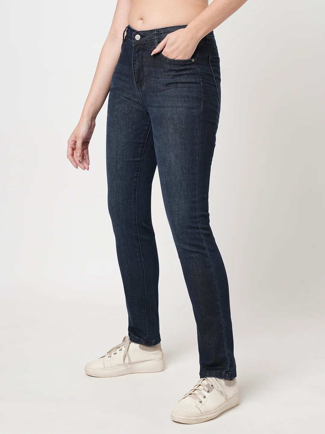Women Blue Snug Straight Jeans - Image 7