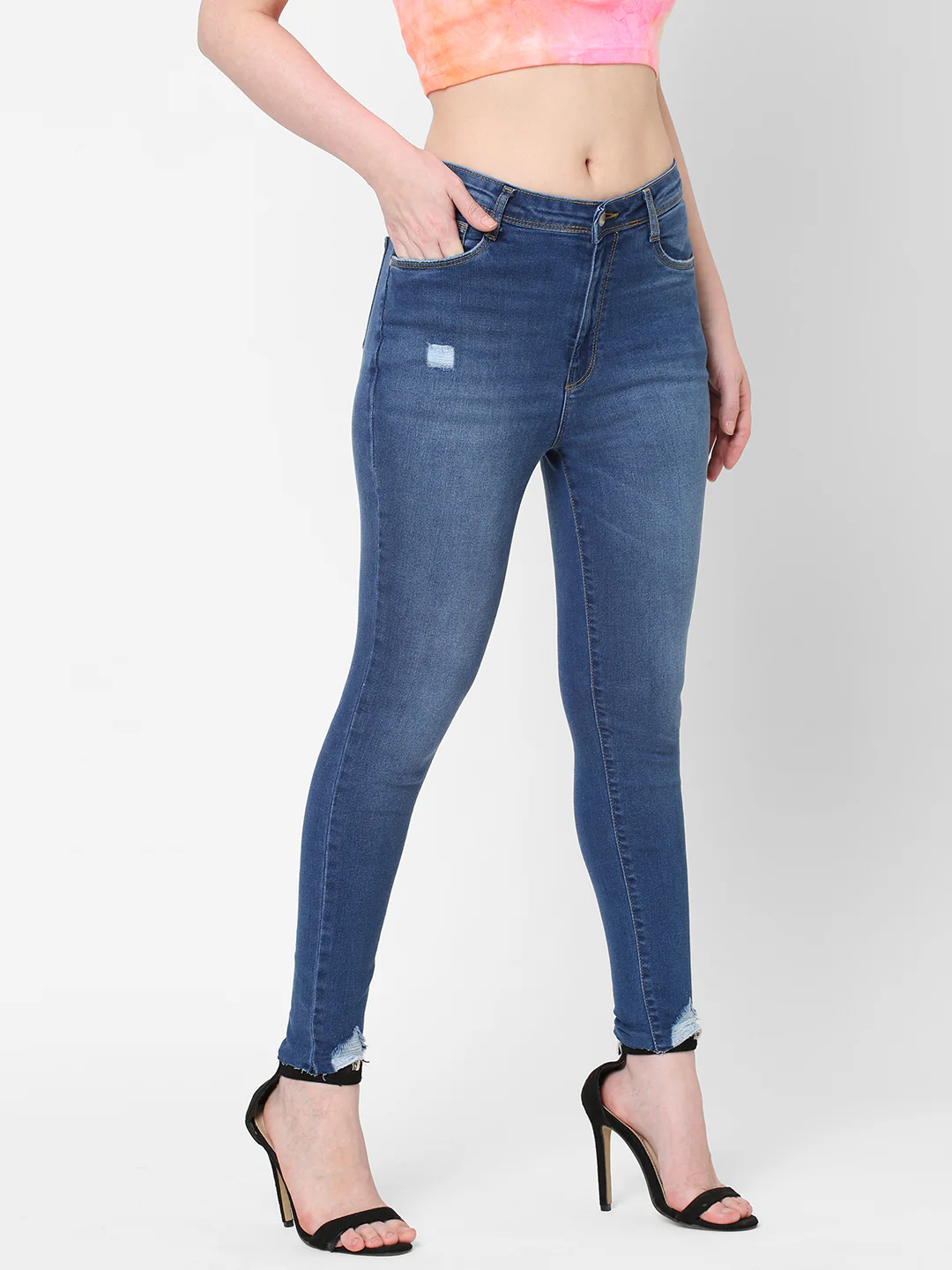 Women Blue Super High-Rise Super Skinny Jeans - Image 4
