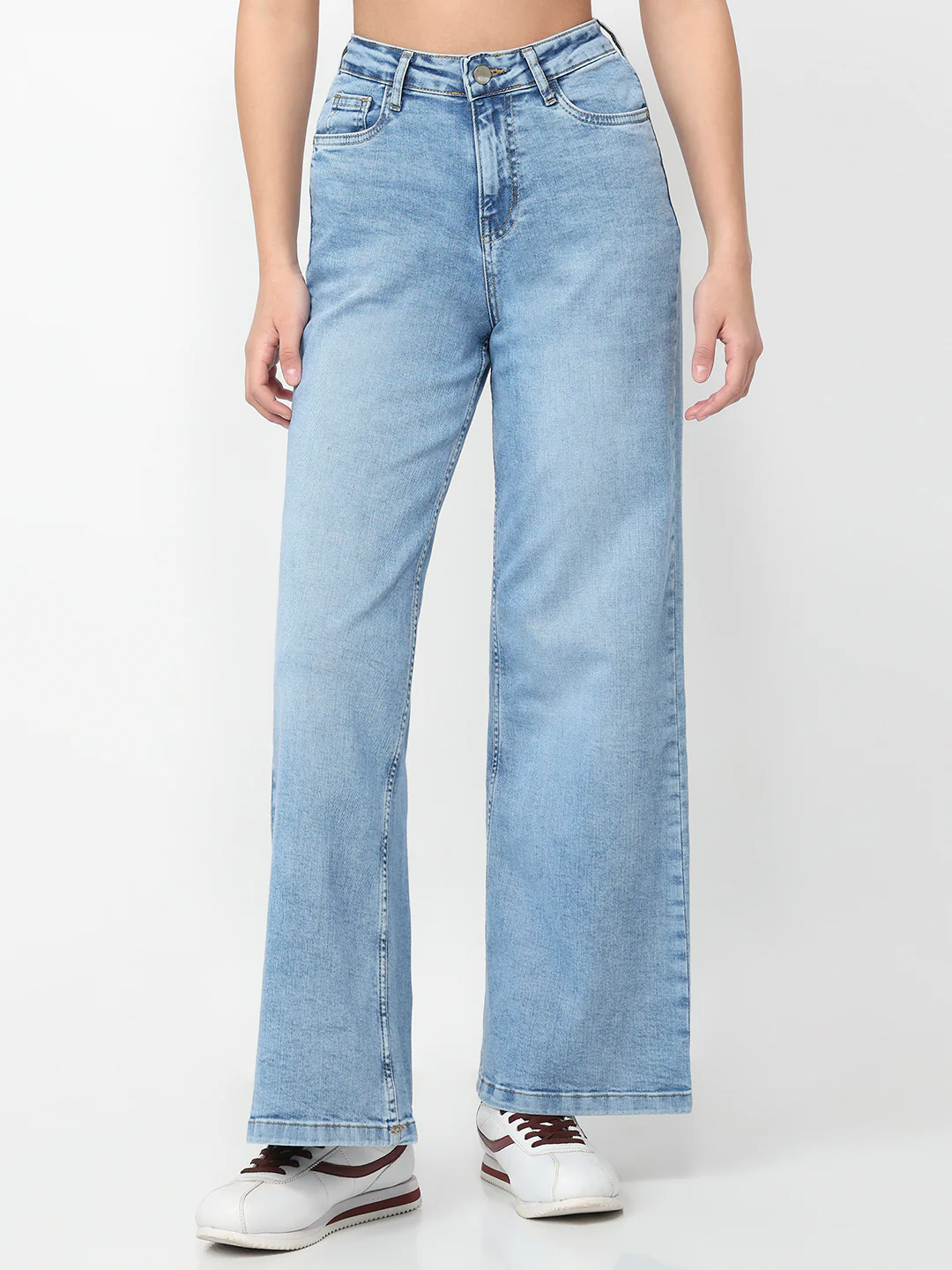 Women Blue Super Wide Leg Jeans - Image 2