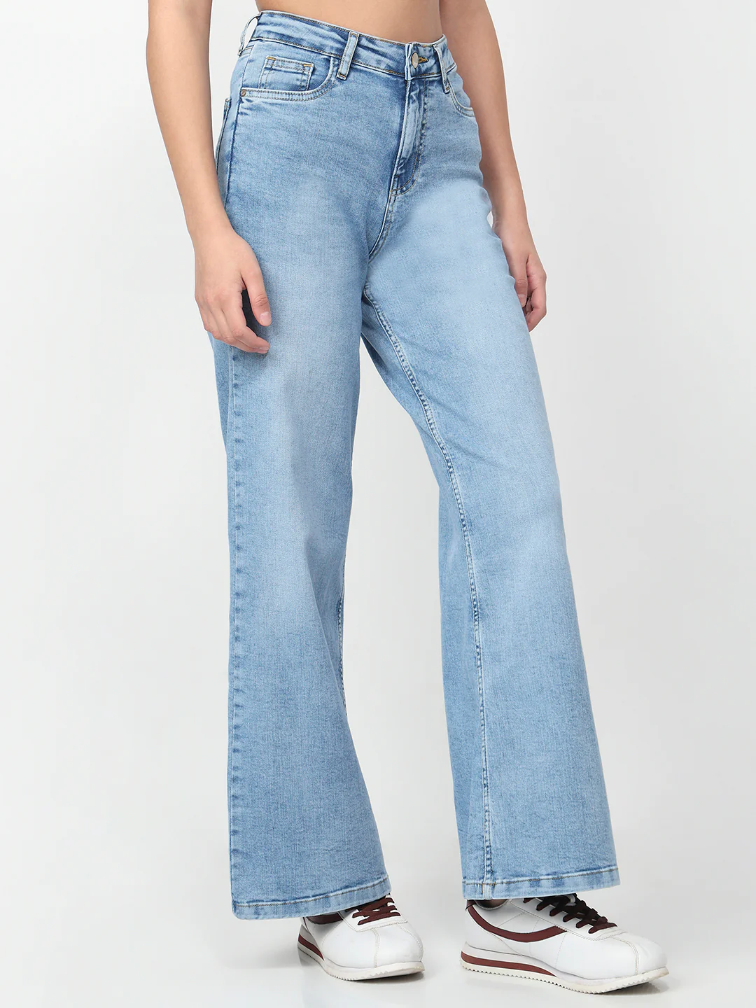 Women Blue Super Wide Leg Jeans - Image 6