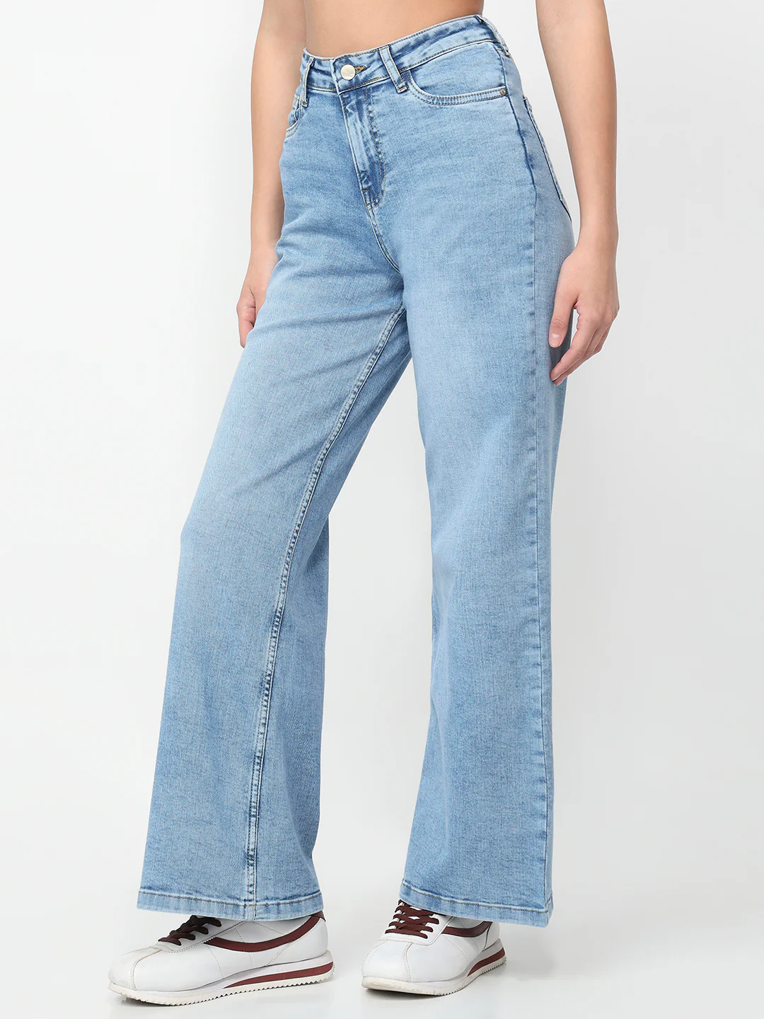 Women Blue Super Wide Leg Jeans - Image 8