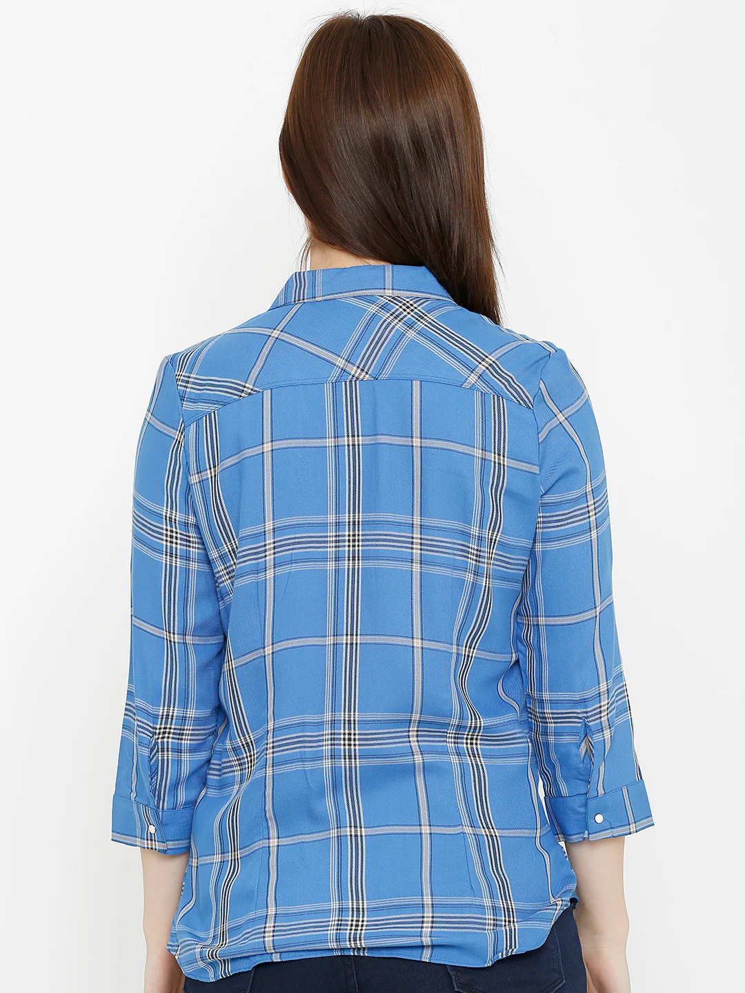Women Blue/White Checks Shirt - Image 3