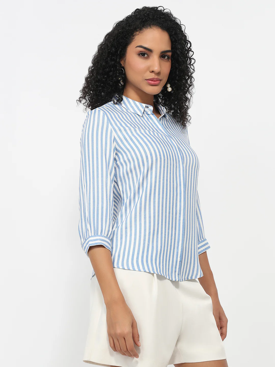 Women Blue/White Striped Shirt - Image 6
