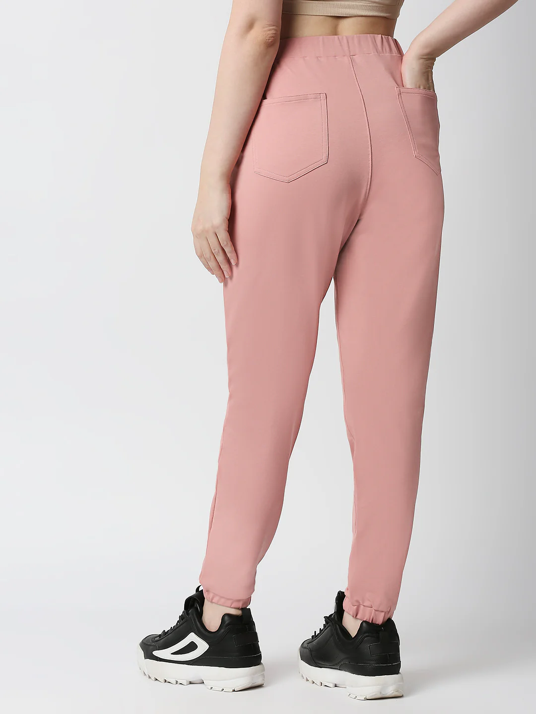 Women Blush Pink Athleisure Joggers - Image 3
