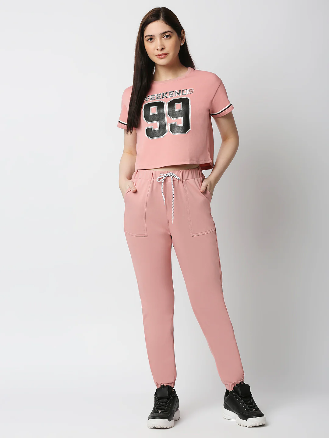 Women Blush Pink Athleisure Joggers - Image 4