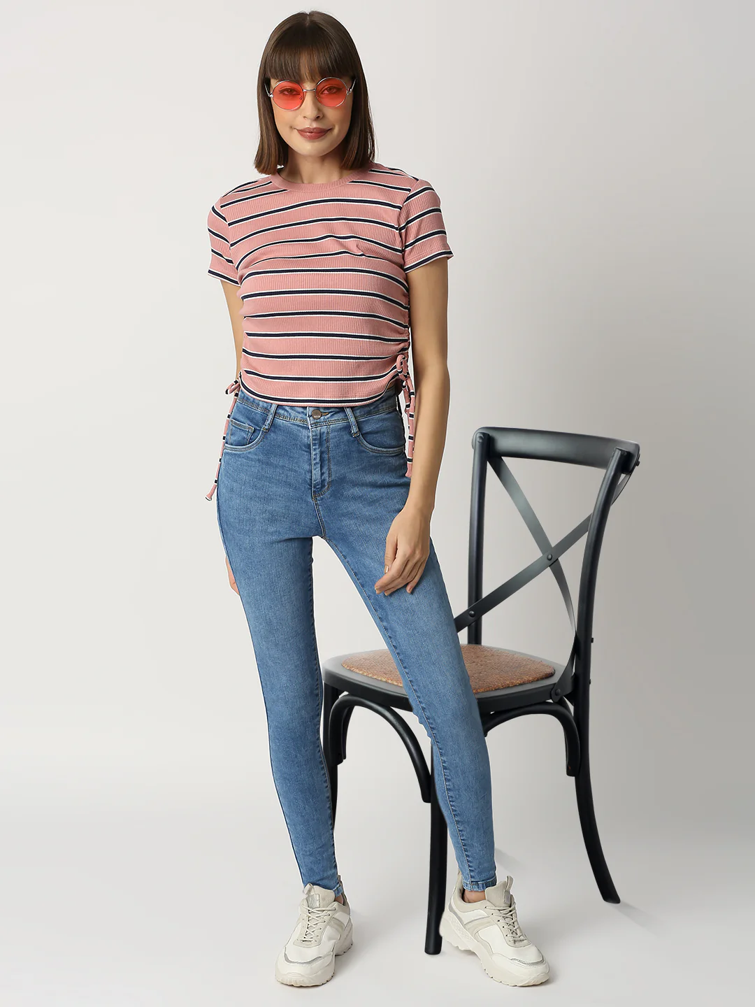 Women Blush Pink Crop Tees