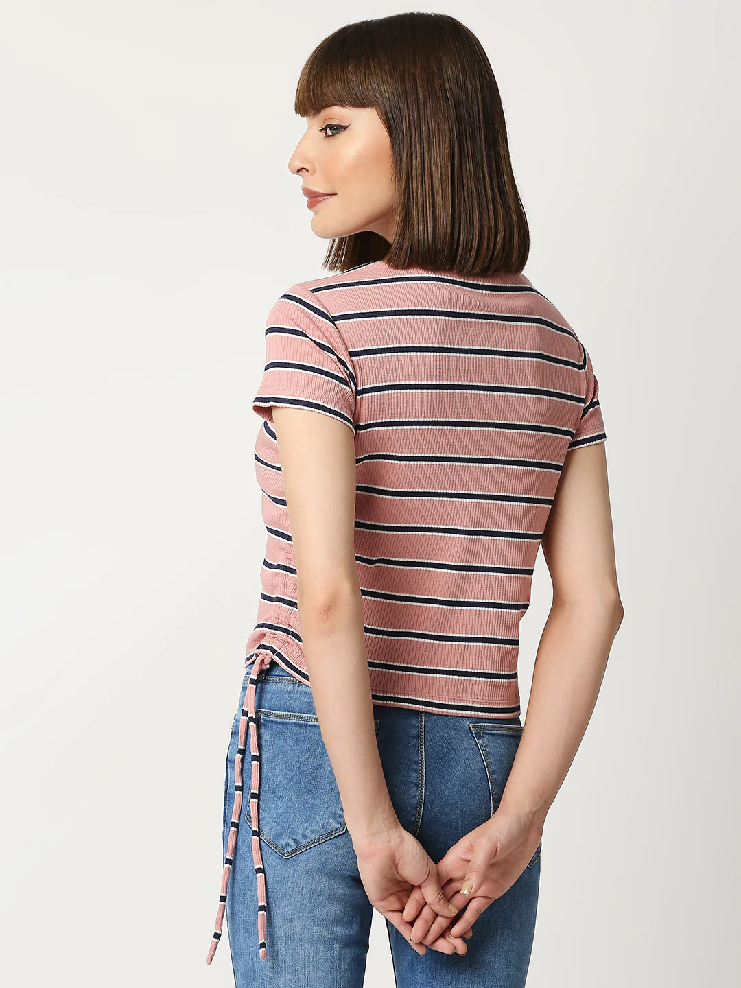 Women Blush Pink Crop Tees - Image 3