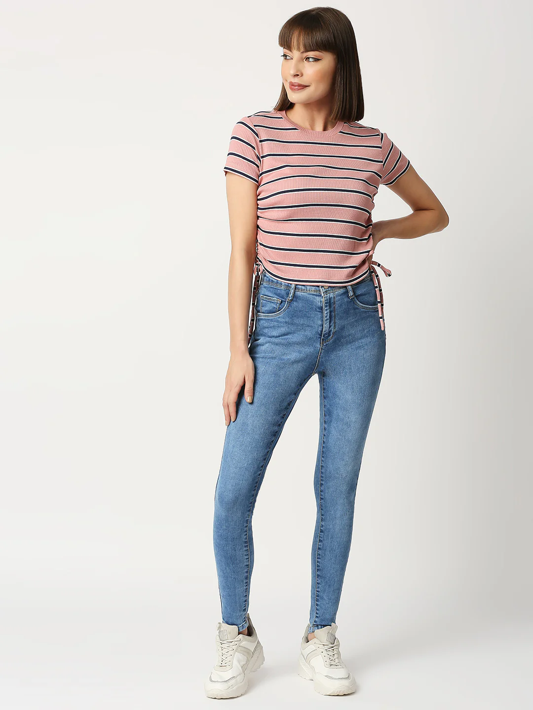 Women Blush Pink Crop Tees - Image 4