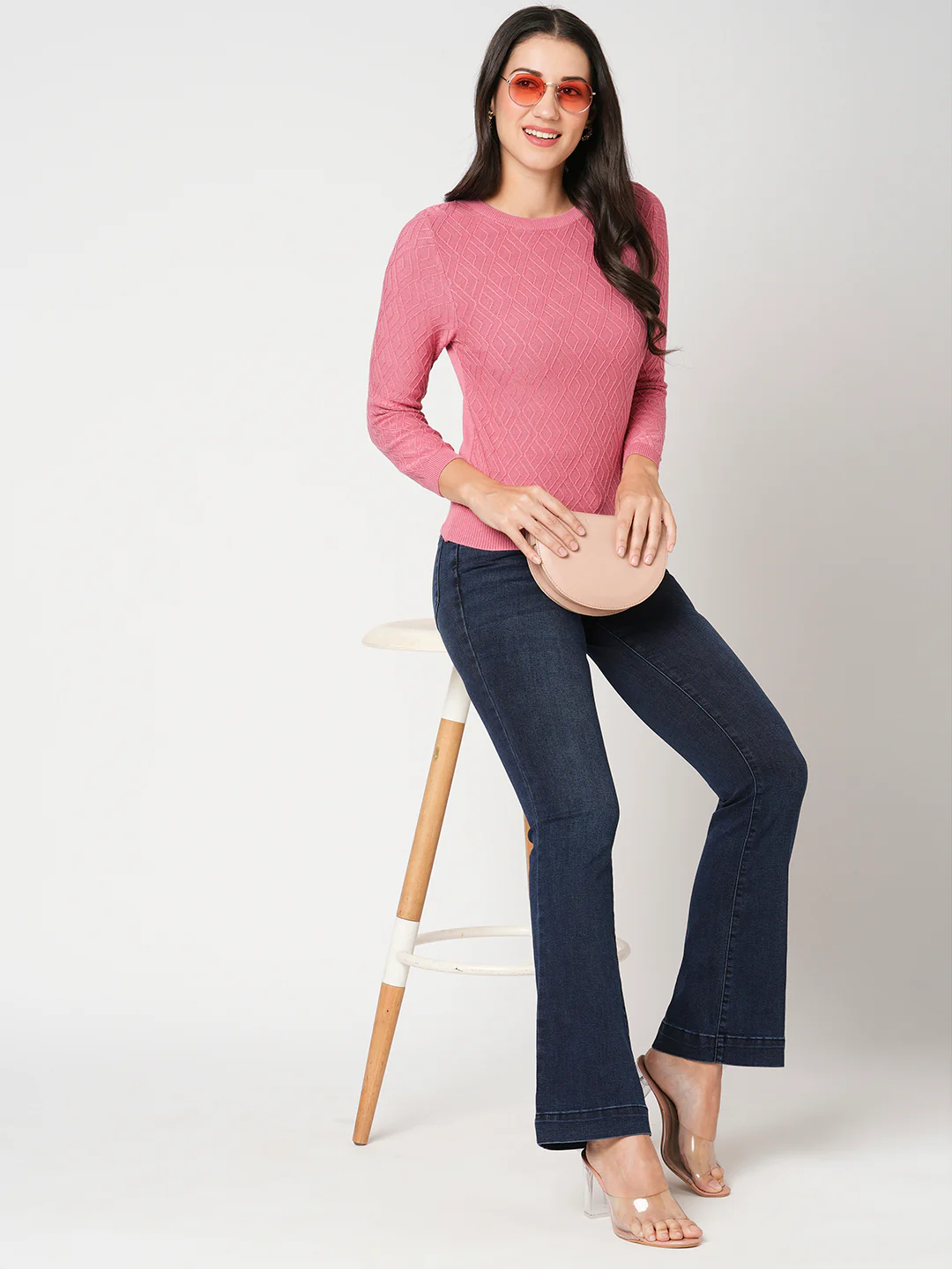 Women Blush Pink Crop Tees
