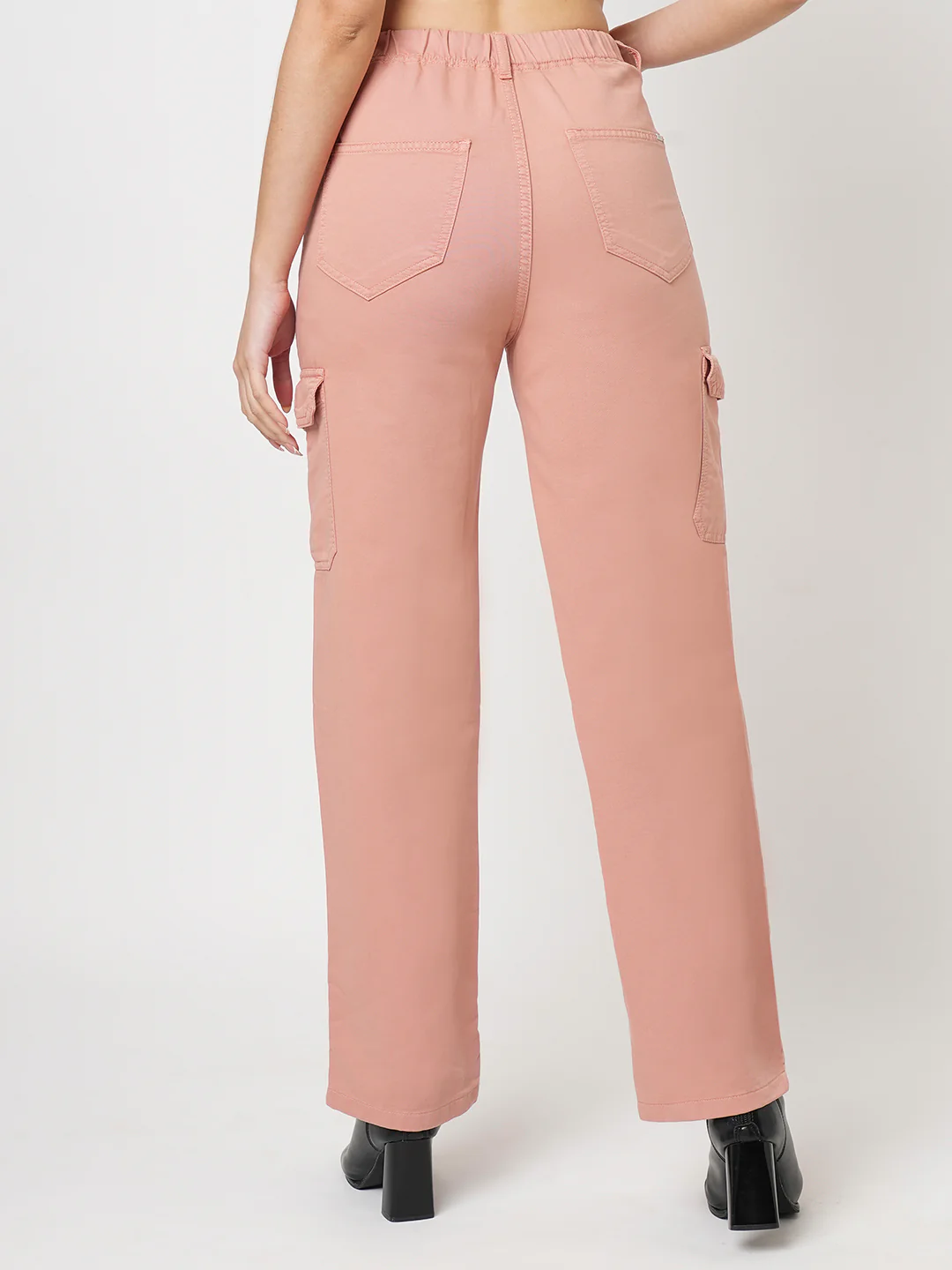 Women Blush Pink High-Rise Cargo - Image 3