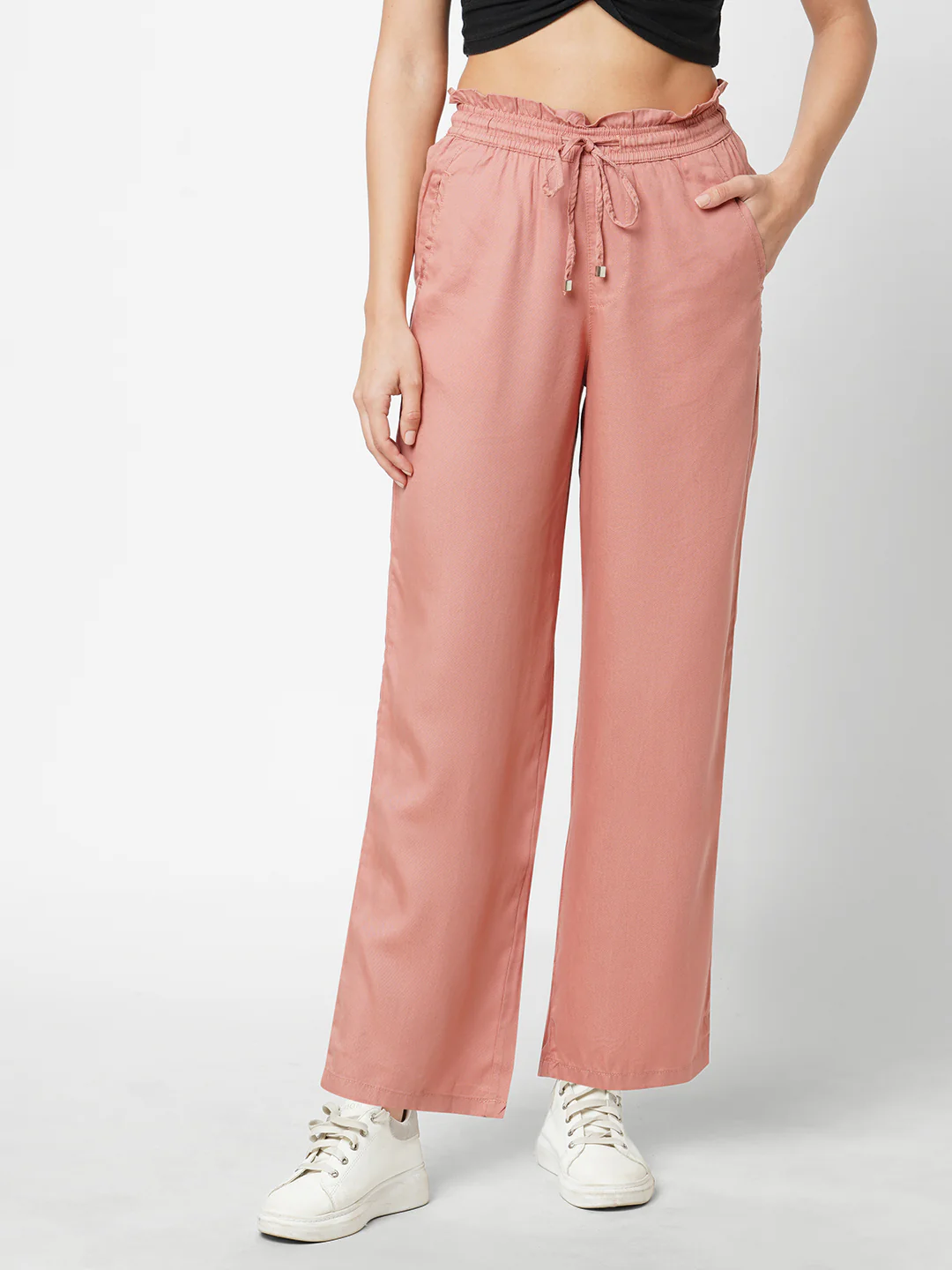 Women Blush Pink High-Rise Culottes - Image 2